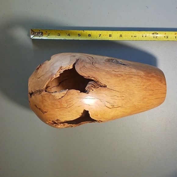 Wooden Flower Vase Hand Carved Turned Wood Decor One-of-a-kind #eshopchicago - Picture 9 of 10